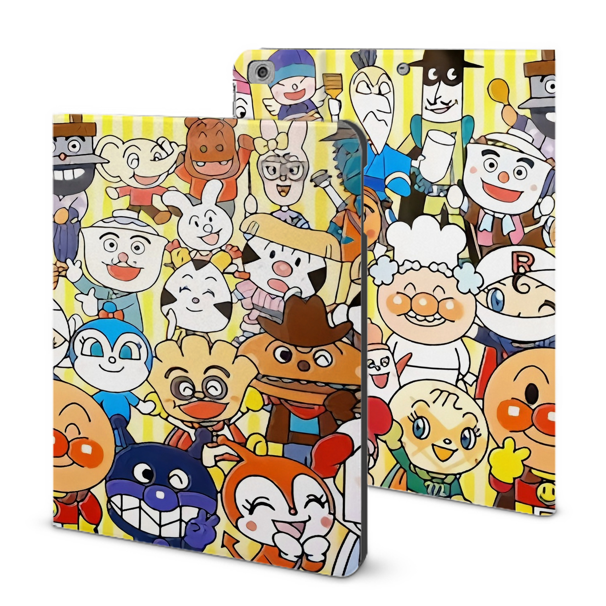 （画像用） アンパンマン Anpanman IPad ケース ブック型 PUレザー TPU 耐衝撃 軽量 薄型 ペン収納なし 全面保護 IPad 各モデル対応